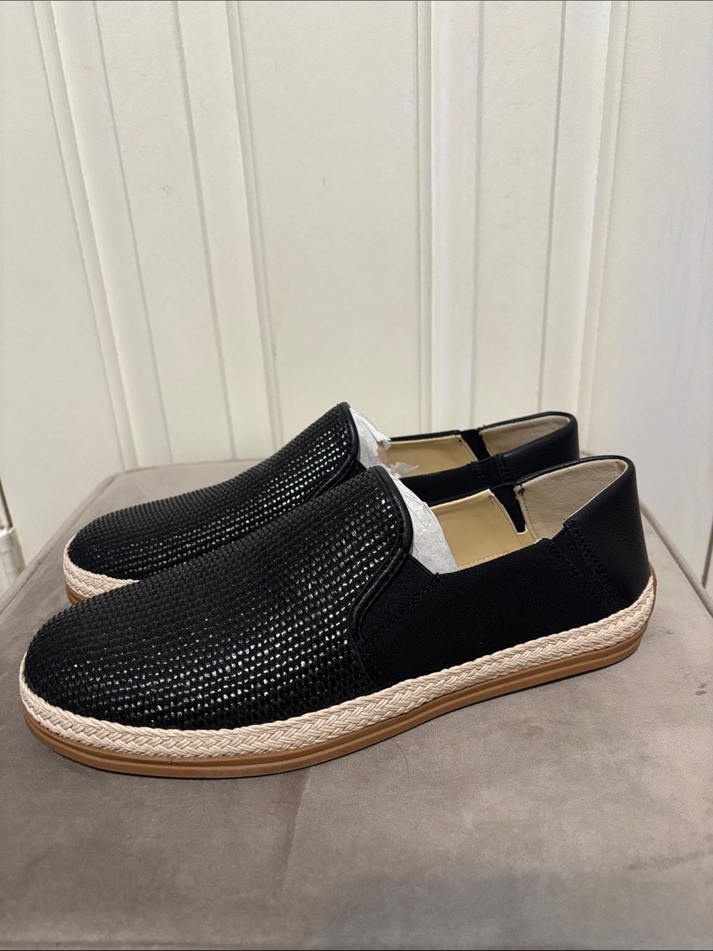 Call It Spring Black Men Slip-On Woven Espadrille Loafers
